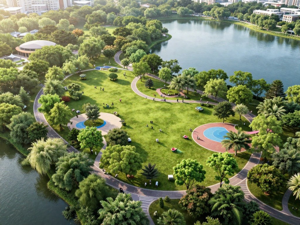Công viên cây xanh và hồ điều hòa tại Vinhomes Tàm Xá Đông Anh